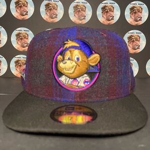 Plaid Cap with Cartoon Bear Patch